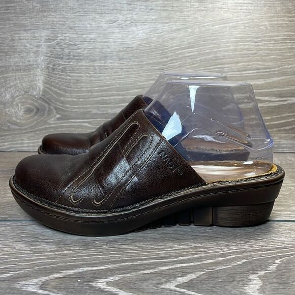 Naot Leap Brown Leather Women’s Sz 5/EU 36 Slip On Comfort Mules - Picture 3 of 11